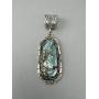 Carved Turquoise Silver Pendant Signed M. Bennett