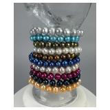 10 Colored Cultured Pearl Stretch Bracelets