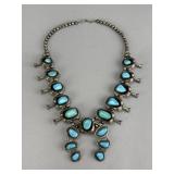 Signed J.W. Silver Squash Blossom Pawn Necklace