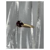 14K Yellow Gold Rhodolite Garnet Solitaire Ring