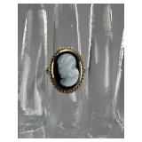 10K Yellow Gold Hardstone Cameo Ring