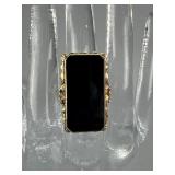 10K Yellow Gold Black Onyx Ring, c. 1920s-1940s