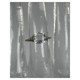 14K White Gold Aquamarine Filigree Ring