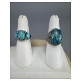 Sterling Silver Turquoise White Zircon Rings