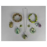 Modern Stone Carved Pendants, Bracelet, Earrings