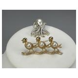 Carolee Signed Octopus Pin, 3 Birds on Branch Pin