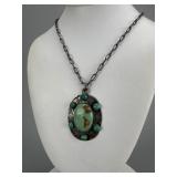 Fred Harvey-Era Whirling Log Turquoise Pendant
