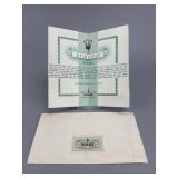 Rolex Watch Co. Watch No. 567839 Paperwork Only