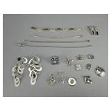 Silver Tone Bracelets, Charms, Earrings