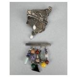 2 Sterling Late-1980s Studio Modernists Brooches