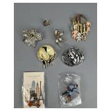 Gold Silver Tone Enamel Signed Pins Brooches