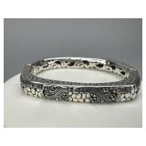 Silver Sarda Hinged Filigree Bangle Bracelet