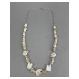 Silver Cultured Keshi & Round Pearl Necklace