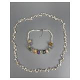 Silver Pearl Quartz Necklace, Endless Pearl Strand