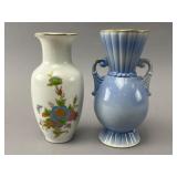 Ceramic Vases with Floral and Blue Designs
