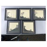 Five Framed Silhouette Artworks