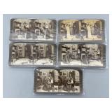 Set of 5 'Off To The War' Series Stereoview Cards