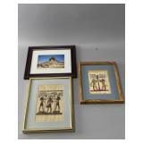 Framed Egyptian-Themed Print Trio