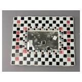 Mosaic Tile Mirror with Checkered Frame