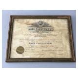 Framed Maccabees Past Commander Certificate