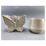 Two White Ceramic Decorative Pieces