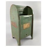 Green Metal Mailbox Bank with Collection Label