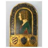 Painted Wooden Plaque with Medieval Profile