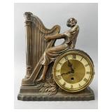 Figural Harpist Mantel Clock Model No. 280