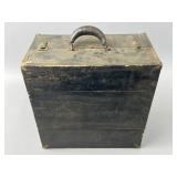 Black Wooden Storage Box with Handle
