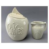 White Ceramic Cookie Jar and Pitcher Set