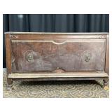 Wooden Storage Chest with Hinged Lid
