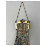 Mesh Handbag with Painted Floral Design