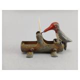 Cast Iron Woodpecker Toothpick Holder