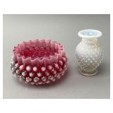 Hobnail Glass Items in Pink and Opalescent