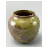 Glazed Ceramic Vase with Earth Tone Finish