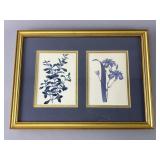 Framed Double Botanical Prints in Gold Frame