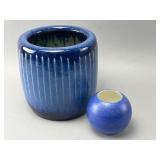 Two Blue Ceramic Vessels