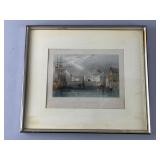 Framed 1839 Engraving of Zurich Scene