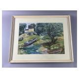 Framed Watercolor Landscape by E.G. Talpy, 1946