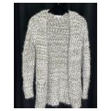 Woven Heart Beige and White Knit Cardigan