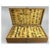 Wood Case w/ 135+ Assorted Fishing Hooks