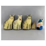 Set of 5 Vintage Cat Doorstops