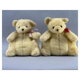 Pair of 15-inch plush teddy bears in soft yellow
