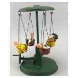 Tin Wind-Up Carousel Toy w/ Dolls, 9.5' Tall