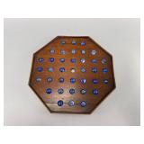 Octagonal Wood Solitaire Game w/ Marbles