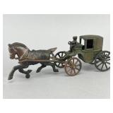 Antique Cast Iron Horse-Drawn Carriage Toy