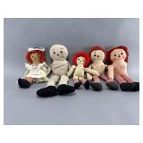 Vintage Raggedy Ann & Andy Dolls (6), 14-22in