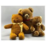 Lot of Three Plush Teddy Bears, Various Sizes