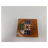 Wooden Solitaire Game w/ Glass Marbles