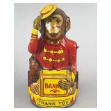 J. Chein Monkey Tin Bank, 5' Mechanical